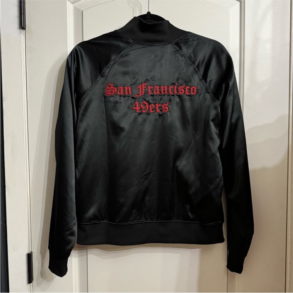 Extremely Rare Victorias Secret PINK San Francisco 49ers Satin Bomber Jacket EUC